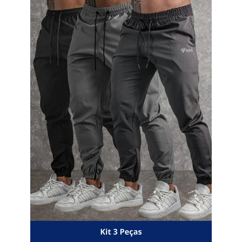 Kit com 3 Calças Jogger Tactel Void com Elastano