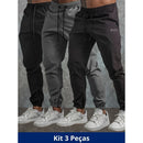 Kit com 3 Calças Jogger Tactel Void com Elastano